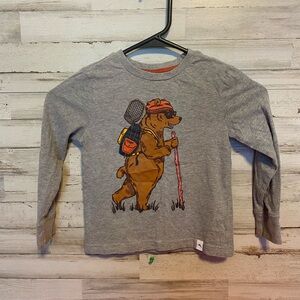 Tommy Bahama Gray Long Sleeve Tee with Bear Graphic